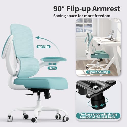 TRALT Office Chair - Ergonomic Desk Chair with Adjustable Lumbar Support, Mesh Computer Chair, Executive Chair for Home Office Comfortable Lumbar Support (1, Mint Green) - Image 5
