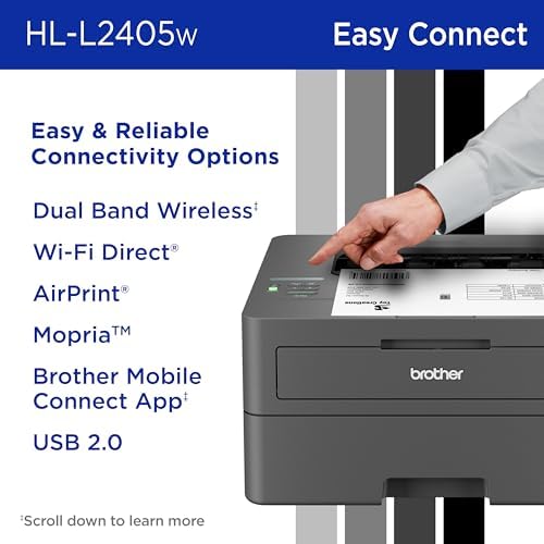 Brother HL-L2405W Wireless Compact Monochrome Laser Printer with Mobile Printing, Black & White Output | Includes Refresh Subscription Trial(1), (Renewed Premium) - Image 6
