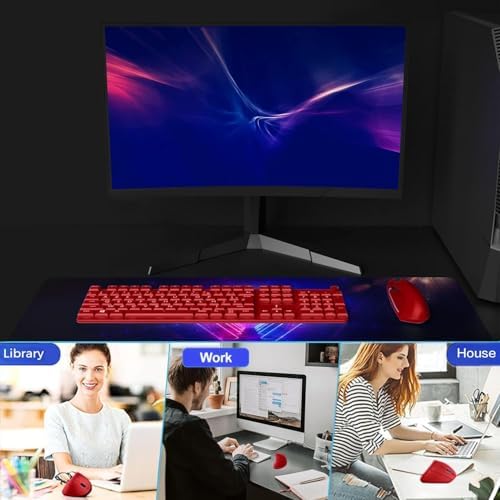 Ergonomic Mouse, Vertical Wireless Mouse 2.4G Rechargeable Optical Vertical Mouse High Precision Optical Mouse Adjustable800/1200/1600 DPI 6 Buttons, for Laptop etc, Red,Specially for Right-handers - Image 6