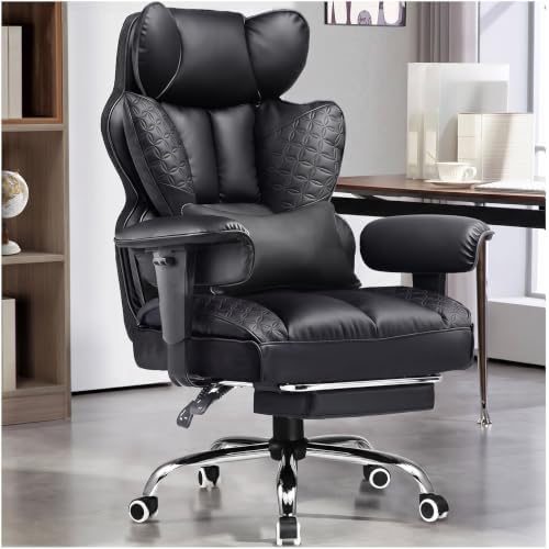 GTPLAYER Big and Tall Gaming Chair 400lbs Heavy Duty Office Chair with Footrest, High Back Pocket Spring Lumbar Support, Ergonomic Wide Comfy Seated Cushion for Lower Back Pain Relief, Carbon-Black by GTPLAYER
