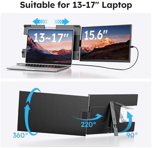 Dopesplay Laptop Screen Extender, 15.6" FHD 1080P IPS External Portable Monitor for Laptop, Plug & Play Dual Screen Monitor for 13"-17" Laptops, Compatible with Mac, Wins, Chrome, Android, Dex - Image 7