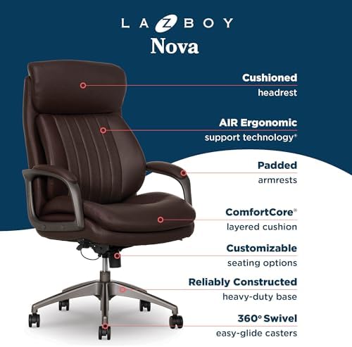 La-Z-Boy Nova Executive Office Chair-Ergonomic High Back Leather Desk Chair - Image 4