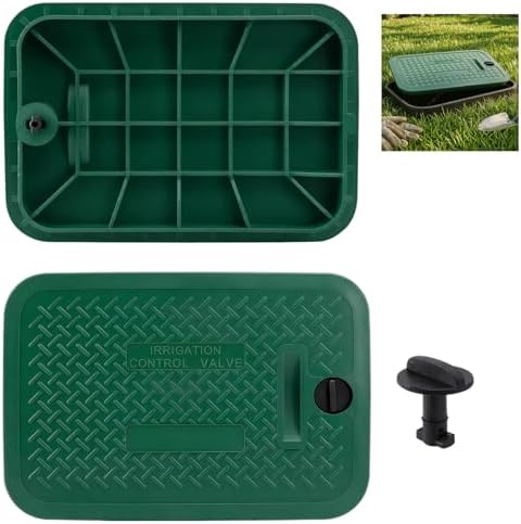 2 Pcs 113c Series Replacement Irrigation Valve Box Cover (12 x 17 Inch), Heavy Duty PP Sprinkler Box Lid with Protective Plug, UV-Resistant Water Valve Protector for Outdoor Lawn & Garden, Green by Unknown
