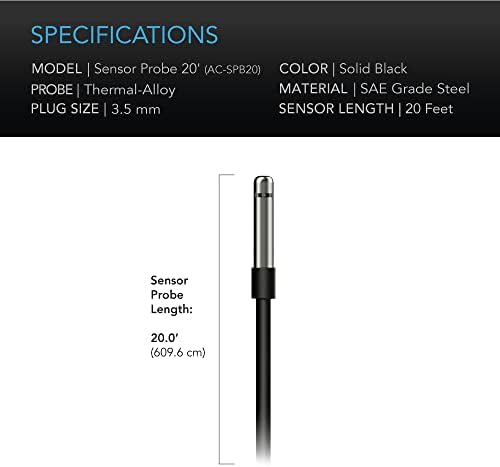 AC Infinity Controller Sensor Probe, Stainless Steel 20’ Waterproof Temperature Humidity Probe, Climate Detector for CLOUDLINE Airlift AIRTITAN AIRBLAZE CLOUDWAY T-Series Controllers (Pack of 2) - Image 5