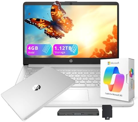 HP Stream 14" HD Student&Business Laptop with AI Copilot, Intel Processor N150, 4GB RAM, 1.12TB Storage (128GB UFS + 1TB Docking Station), 1 Year Office 365, Intel Graphics, Win 11, Natural Silver by Unknown