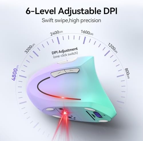 TECKNET Ergonomic Mouse, 4800 DPI Wireless Bluetooth Vertical, 3-Device - Image 4
