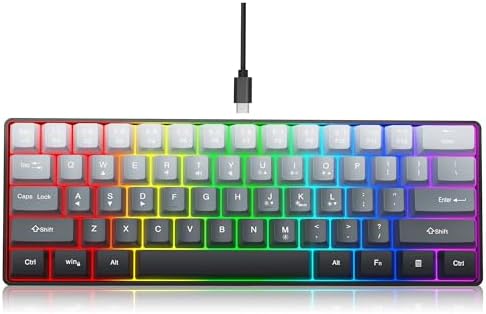 Snpurdiri 60% Wired Gaming Keyboard, 61 Keys RGB (Grey-Black) - Image 3