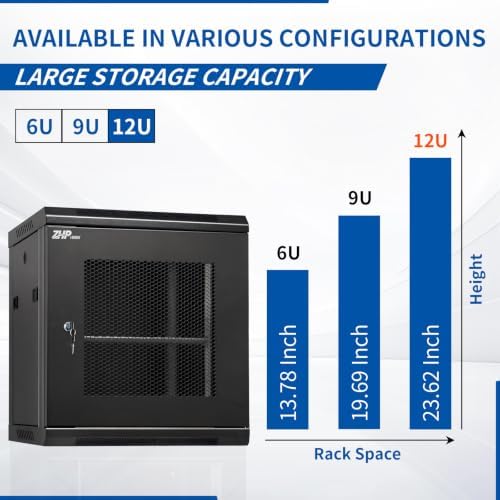 12U Wall Mount Network Cabinet, Lockable Mesh Door Server Rack Enclosure, 19" IT Equipment - Image 2