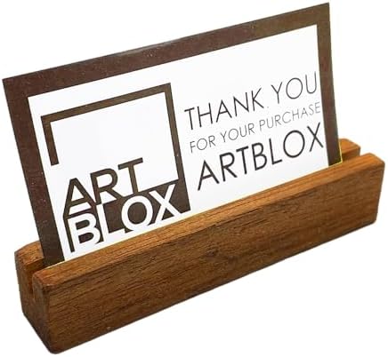 Artblox Personalized Office Desk Name Plate and Business Card Holder | Clear Acrylic Glass with Teak Wood Stand | Violets Flowers Design Customized with Your Name and Credentials Office Desk Décor - Image 4