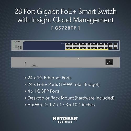 NETGEAR 28-Port PoE Gigabit Ethernet Smart Managed Network Switch (GS728TP) - Image 2