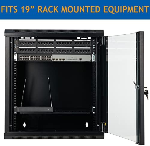 9U Wall Mount Server Cabinet Network Rack Enclosure Locking Glass Door - Image 5