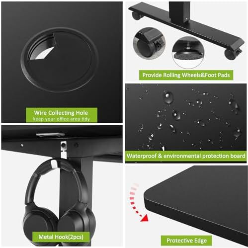 farexon 71x28 Inch Electric Standing Desk with Mouse Pad, Black - Image 4