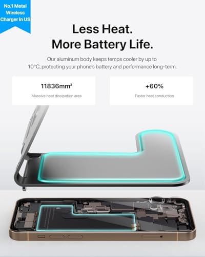 Intoval 3 in 1 Wireless Charger for iPhone 17/16/15/14/13/12,Wireless Charging Station for Apple Devices, Aluminum Charging Stand for iWatch 11 10 9 Ultra 3/2 SE 3/2,for AirPods 4 3 2 Pro 3/2 - Image 3