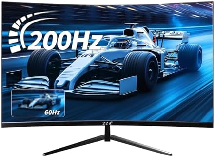 ZZA 27 Inch Gaming Monitor, 180Hz-200Hz Curved Monitor,VA PC Monitor,Full HD 1920x1080/180Hz Refresh Rate, 1ms Response, 100% sRGB, 1080p Resolution,FreeSync,VESA Mountable,DP 1.4 & HDMI 2.0 Ports - Image 2