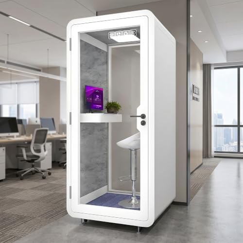 Office Sound Booth with Audio Privacy - Portable Soundproof Booth Includes White Modern Syle,Movable Room with Light,Fans, Socket for Singing Room, Study (39.37IN) by X-Comfot