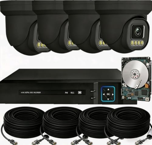 PoE Security Camera System Surveillance NVR Kits, 4pcs Cameras with Person/Pet/Vehicle Detection for 24-7 Recording（500GB HDD Inside） by Unknown