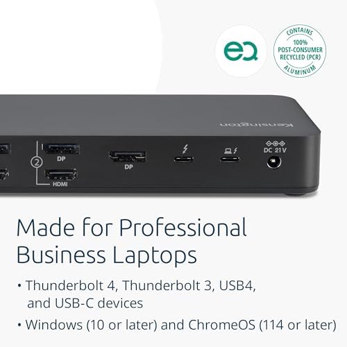 Kensington SD5910T DisplayLink Docking Station Thunderbolt 4, Quad 4K for MacBook Pro/Air M1/M2/M3/M4 with Pro and Max Chipsets, 100W PD, HDMI/DP/TB4, SD/Micro SD Card Slots (K35233NA), Black - Image 6