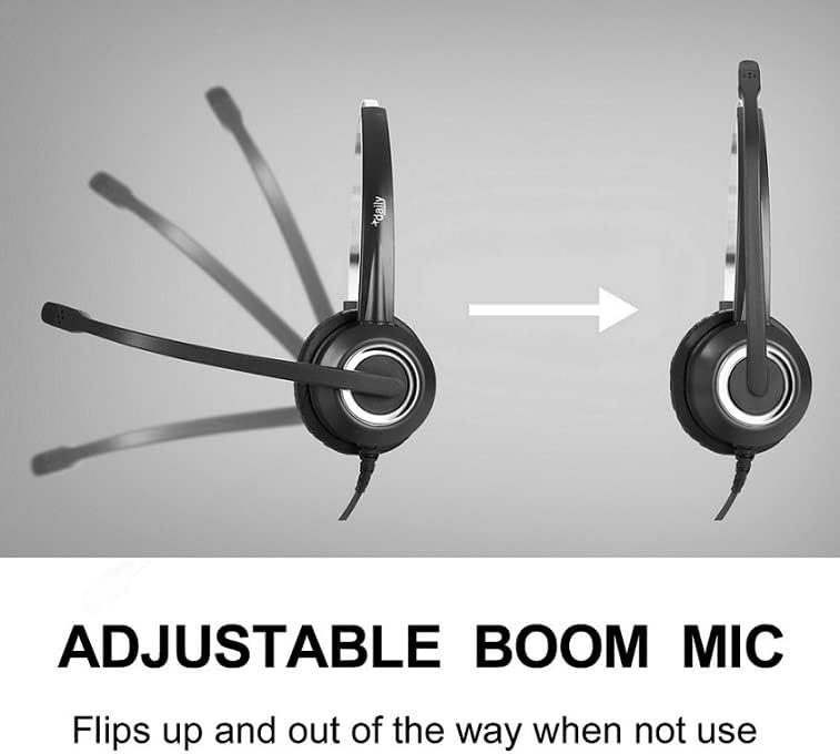 RJ9 Office Headset HD Voice for MITEL Nortel Meridian Polycom NEC ShoreTel Xblue Phones, Plus 3.5mm Adapter (Binaural) - Image 5