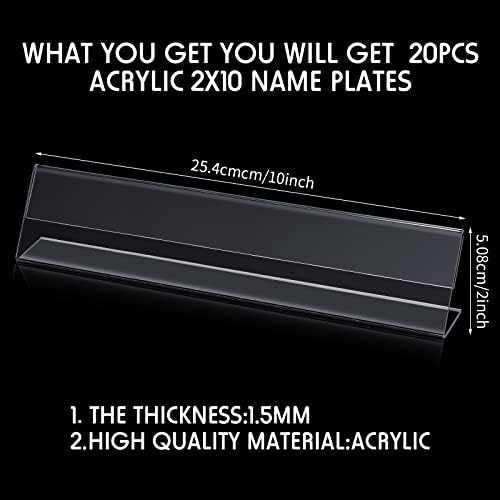 Vicenpal 20 Pcs Acrylic Name Plates for Desk, 2x10"Sign Holder for Meeting - Image 2