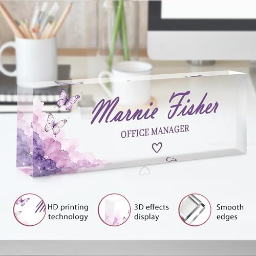 Custom Name Plate for Desk, Acrylic Desk Name Plate Personalized, Employee Appreciation Gifts, Office Desk Accessories for Woman Teacher Nurse, Coworker Gifts for Manager Assistant - Image 3