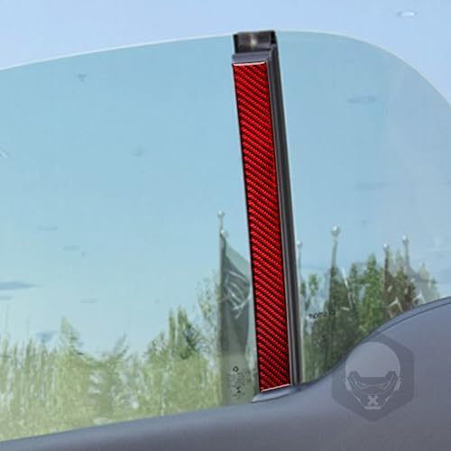 Real Soft Red Carbon Fiber Car B-Pillar Window Pillar Panel Anti-Scratch Strip Cover Trim Sticker Auto Interior Decoration Accessories Compatible with Benz Smart 2016 2017 2018 2019 2020 2021 - Image 3