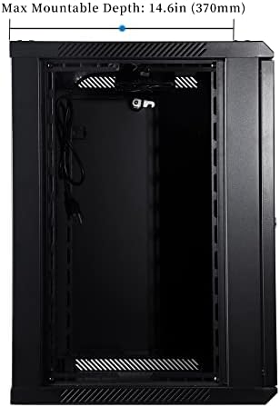 RackPath 12U Wall Mount Server Cabinet Network Rack Enclosure, Quiet Cooling Fan, Perforated Door, Black - Image 3