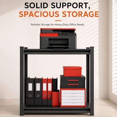 Printer Stand with Storage, 2-Tier Industrial Heavy Duty All-Metal Office Organizer Shelf, Space-Saving Storage Rack for Printer, Scanner, Copier, Paper and Office Supplies, Black,22"H×13.8"W×11.8"D - Image 2