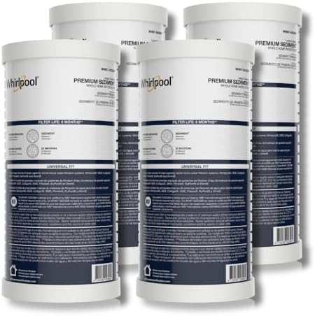 Whirlpool Whole House Large Capacity Sediment Filter WHKF-GD25BB, Full Case of 4 Filters, NSF Certified 25-Micron Filtration, Replacement Cartridge Fits Most Home 10" x 4.5" Standard Filter Housings by Unknown