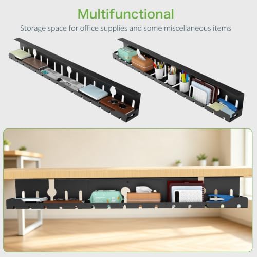 KEEGH Under Desk Cable Management Tray 48 in, Large Cord Hider, Black - Image 4
