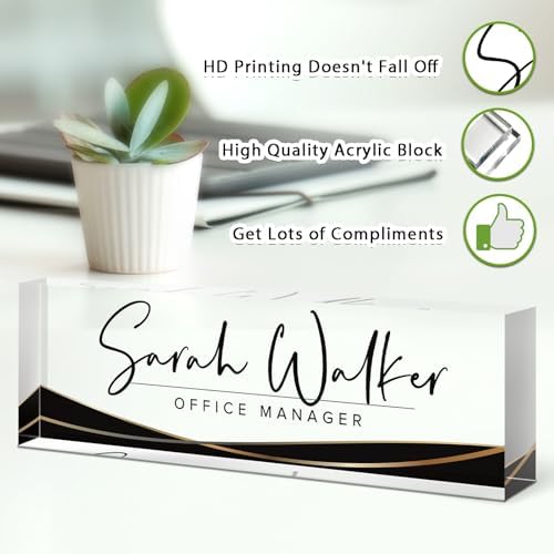 Custom Name Plate for Desk, Desk Name Plate Personalized, Office Decor for Women Men, Acrylic Desktop Accessories, Office Appreciation Gifts for Boss Social Workers Nurse Teacher Employee (Black Stripe) - Image 3