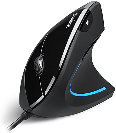 Perixx PERIMICE-513 Wired Ergonomic Vertical Mouse - 6 Buttons with 1000/1600/3200/6400 DPI - Right-Handed Design - Wired USB 5.9ft Cable - Black by PerixxComputerGmbH