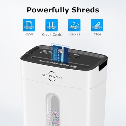 Bonsen 10-Sheet Cross Cut Paper Shredder for Home Office Heavy Duty, White - Image 5