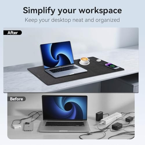 Dual Wireless Charging Mouse Pad, Magnetic 15W, Black - Image 3