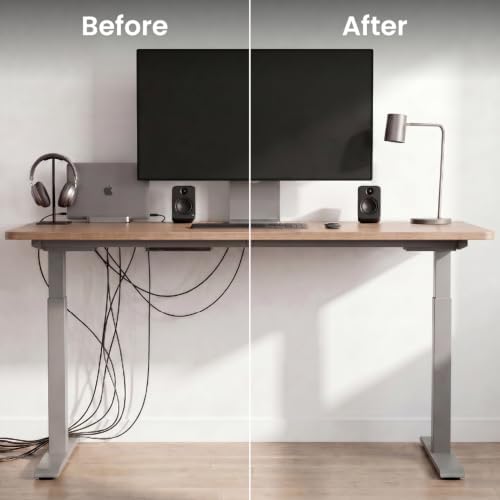 EVEO Cable Management Under Desk Kit (6 Units) - Under Desk Cable Management Cord Hider, Cable Hider Cord Management, Cable Organizer, Cable Raceway | Self-Adhesive 96'' J Channel 6X16 - Black - Image 2