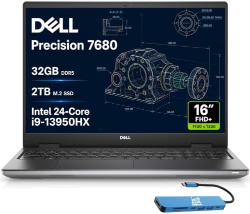 Dell Precision 7680 Laptop, 16" FHD+, Intel i9-13950HX, 32GB DDR5, 2TB SSD by Dell