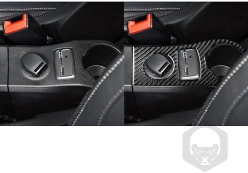 Car Center Console Power Outlet USB Port Water Cup Holder Panel Sticker Real 3K Black Carbon Fiber Trim Compatible with Benz Smart 2016 2017 2018 2019 2020 2021 Auto Interior Accessories - Image 4