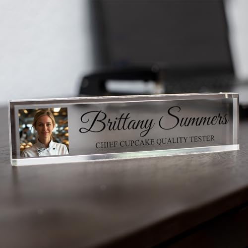 Signs ByLITA Customizable Full Color Acrylic Desk Sign – Upload Your Logo or Photo, Personalized Name Plate 2" x 8" Office Desk Décor - Image 4