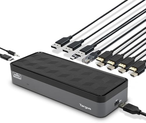 Targus USB-C Universal Quad 4K (QV4K) Docking Station with 100W Power Delivery, Black (DOCK570USZ) by Targus