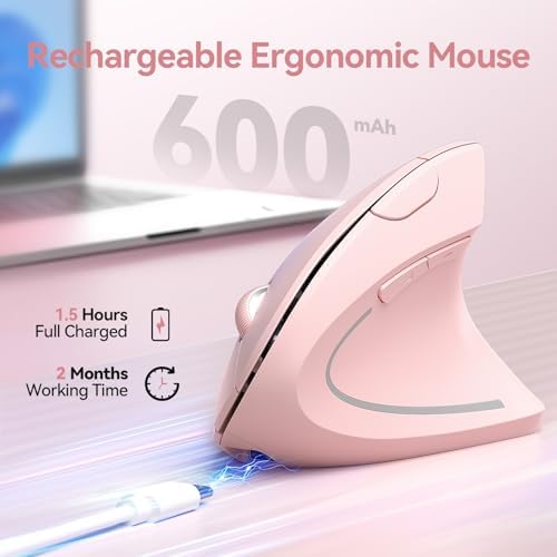 TECKNET Wireless Ergonomic Mouse, Rechargeable Wireless Vertical Mouse - Image 3