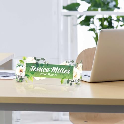 Personalized Acrylic Office Desk Name Plate with Standoff Barrels - Image 2