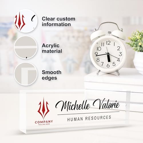 Personalized Name Plate for Desk, Custom Desk Name Plate, Acrylic Name Plate Office Desk Accessories, Personalized Office Gifts for Coworkers Teachers, Employee Appreciation Gifts (B-BusinessLogo2) - Image 4