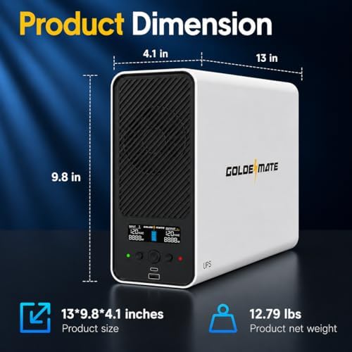 GOLDENMATE 1500VA/1000W Lithium UPS Battery Backup & Surge Protector, White - Image 6