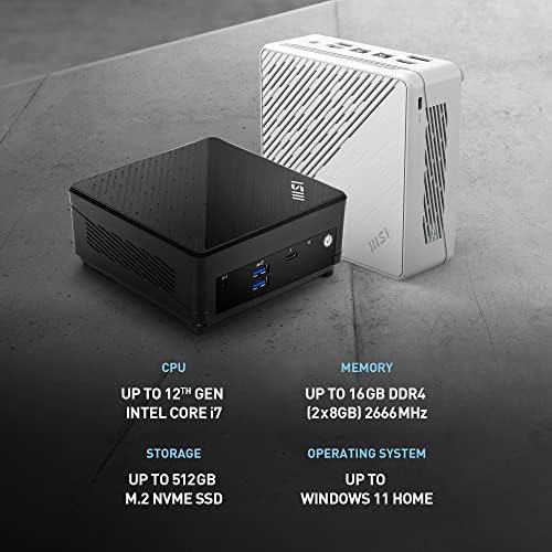 msi Cubi 5 Mini PC: Intel Core i5-1235U, 8GB DDR4 (1x8GB) 2666MHz, 512GB SSD, WiFi 6E, BT 5.2, Thunderbolt Type-C, Dual Display, Energy Efficient, Black, Windows 11Pro: 12M-028US - Image 2