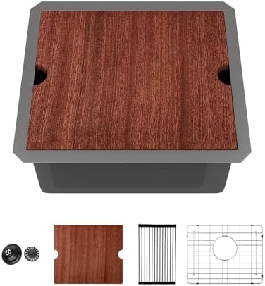Sarlai 17 Black Undermount Bar Sink 17 x 15 Inch Workstation Bar Prep Sink by Sarlai