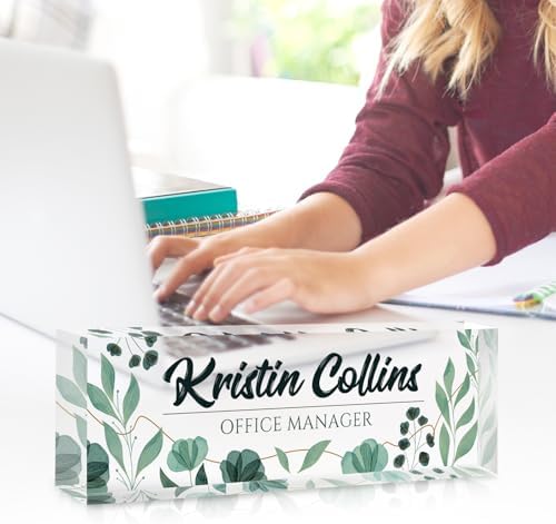 Custom Name Plate for Desk, Personalized Desk Name Plate on Clear Acrylic Glass, Appreciation Gifts for Teacher Employee Boss Coworkers Nurse, Office Desk Accessories for Women Men (Olive) - Image 3