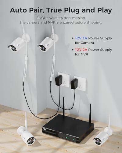 Hiseeu Home Security Camera System, 4K NVR Kit, Wired Plug-in Powered 12Pcs 5MP CCTV Security Camera System for Outdoor, Night Vision, IP66, Motion Detection, 3TB HDD, 2.4G/5G Wireless Pro WiFi - Image 2