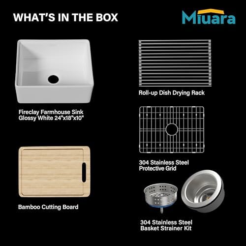 Miuara 24 x 18 Inch Small Apron Front Farmhouse Workstation Kitchen Sink - Image 6