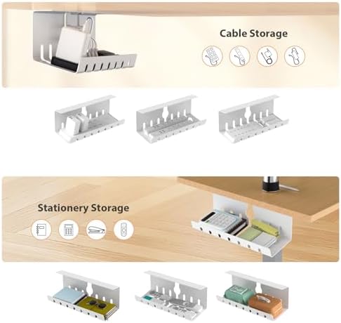 Syeeiex Under Desk Cable Management Tray, Cord Management, White, 17inch - Image 3