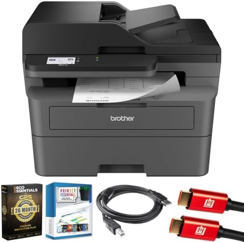 Brother MFC-L2820DW Wireless Compact Monochrome All-in-One Laser Printer Bundle with Deco Essential CPS 26 Month Protection Pack, Tech Smart USA Printer Essentials, 6FT Printer Cable and HDMI Cable by Unknown
