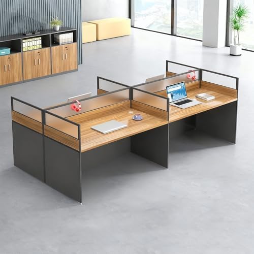 4-person Office Cubicle Desk Workstation w/Mute Privacy Panels, Walnut by Nykto